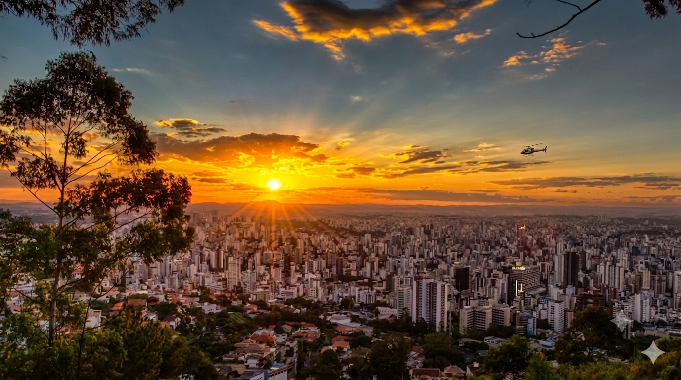 Cobertura de alto padrão em Belo Horizonte ao entardecer
